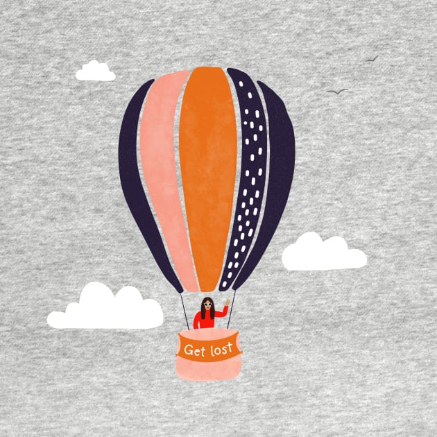 GET LOST funny hot air balloon for travel lovers and adventurers by OK SKETCHY